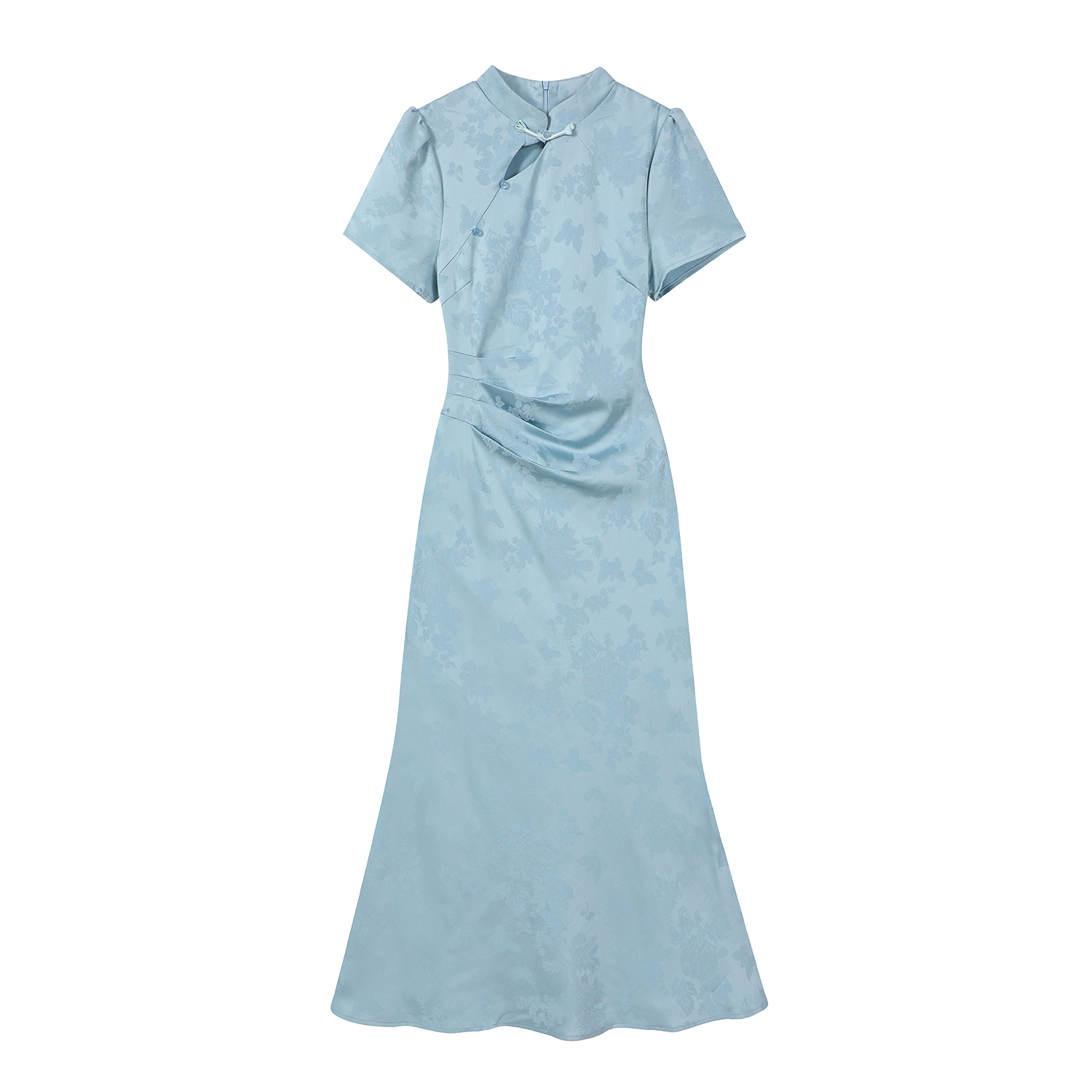 Elegant Blue Qipao Dress for Women - Chinese Style National Wind 2025 Summer Long Dress - Cool & Stylish Temperament Fashion Elegant Blue Qipao Dress for Women - Chinese Style National Wind 2025 Summer Long Dress - Cool & Stylish Temperament Fashion
