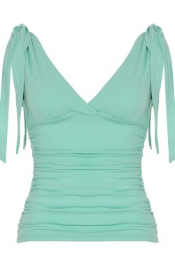 Elegant Charm Purple Low-Cut Pleated Vest for Women - Retro Waist-Defining Bust Tie French Style Top