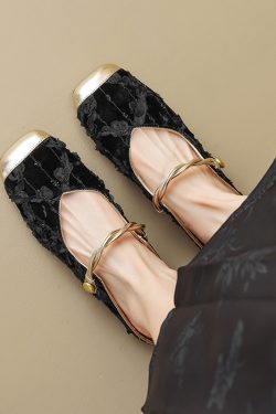 Elegant Chinese-Style Retro Flat Half-Drag Square-Toe Sandals for Women - Italian Corso Venezia Inspired Fashion Footwear