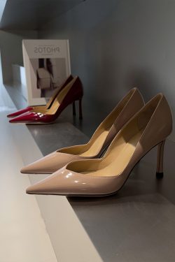 Elegant Deer and Nara Genuine Leather Sexy Pointed Toe Shallow Mouth Slim Wedding Stiletto High Heels for Women