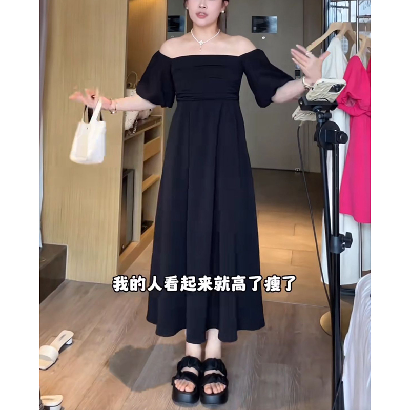 Elegant French-Style One-Shoulder Plus Size Dress for Summer - Flattering for Curvy Figures, Hides Belly, Cinches Waist Elegant French-Style One-Shoulder Plus Size Dress for Summer - Flattering for Curvy Figures, Hides Belly, Cinches Waist