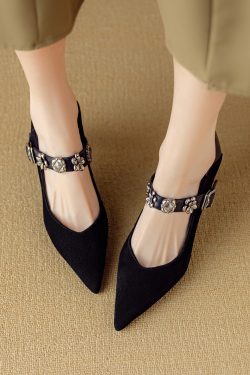 Elegant French Style Thin-Heeled High Heels Women's Mary Jane Shoes - Chic Italian Design for Fashionable Looks