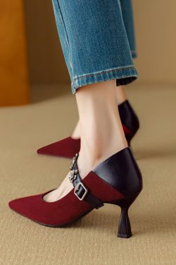 Elegant French Style Thin-Heeled High Heels Women's Mary Jane Shoes - Chic Italian Design for Fashionable Looks