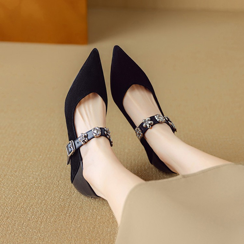 Elegant French Style Thin-Heeled High Heels Women's Mary Jane Shoes - Chic Italian Design for Fashionable Looks Elegant French Style Thin-Heeled High Heels Women's Mary Jane Shoes - Chic Italian Design for Fashionable Looks