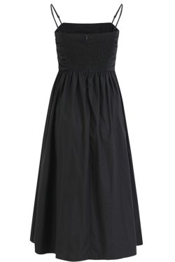 Elegant Goddess Long Black Dress - French Style Vacation Sling Dress for Summer 2025 Women's Fashion