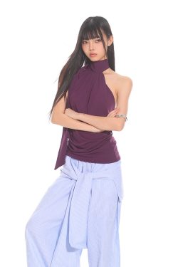 Elegant High-End Ribbon Neck Hanging Waist Vest Outerwear Top for Women - 2025 Early Autumn Style, Chic Fashion Essential