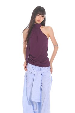 Elegant High-End Ribbon Neck Hanging Waist Vest Outerwear Top for Women - 2025 Early Autumn Style, Chic Fashion Essential