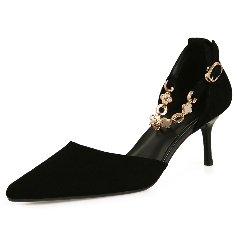 Elegant Hollow Pointed-Toe Sandals for Women - Summer Floral Chain Buckle High Heels in Genuine Leather, Chic and Stylish Footwear Elegant Hollow Pointed-Toe Sandals for Women - Summer Floral Chain Buckle High Heels in Genuine Leather, Chic and Stylish Footwear