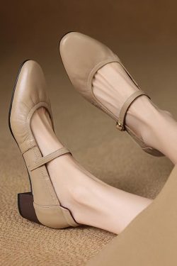 Elegant Mid-Heel Mary Jane Evening Shoes for Women - Comfortable Chunky Heel, Soft Sole, Italian Style Design