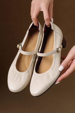 Elegant Mid-Heel Mary Jane Evening Shoes for Women - Comfortable Chunky Heel, Soft Sole, Italian Style Design
