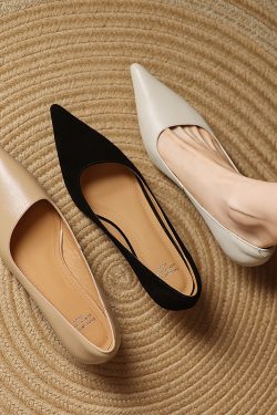 Elegant Minimalist Genuine Leather Pointed Toe Kitten Heel Shoes for Women - Office Professional Commuter Style