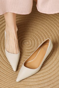 Elegant Minimalist Genuine Leather Pointed Toe Kitten Heel Shoes for Women - Office Professional Commuter Style