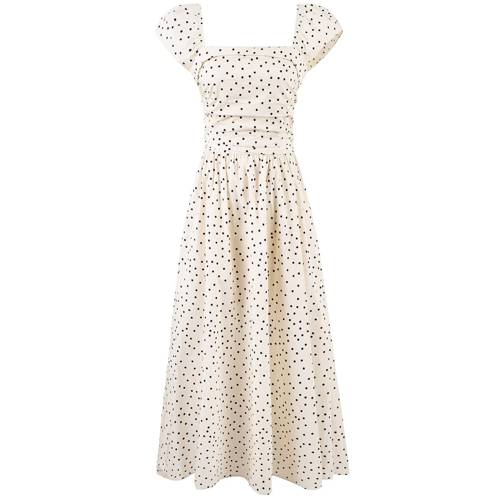 Elegant Off-White Polka Dot Dress for Women - French Style Long Dress, Summer 2025 Fashion, Chic and Sophisticated Look Elegant Off-White Polka Dot Dress for Women - French Style Long Dress, Summer 2025 Fashion, Chic and Sophisticated Look