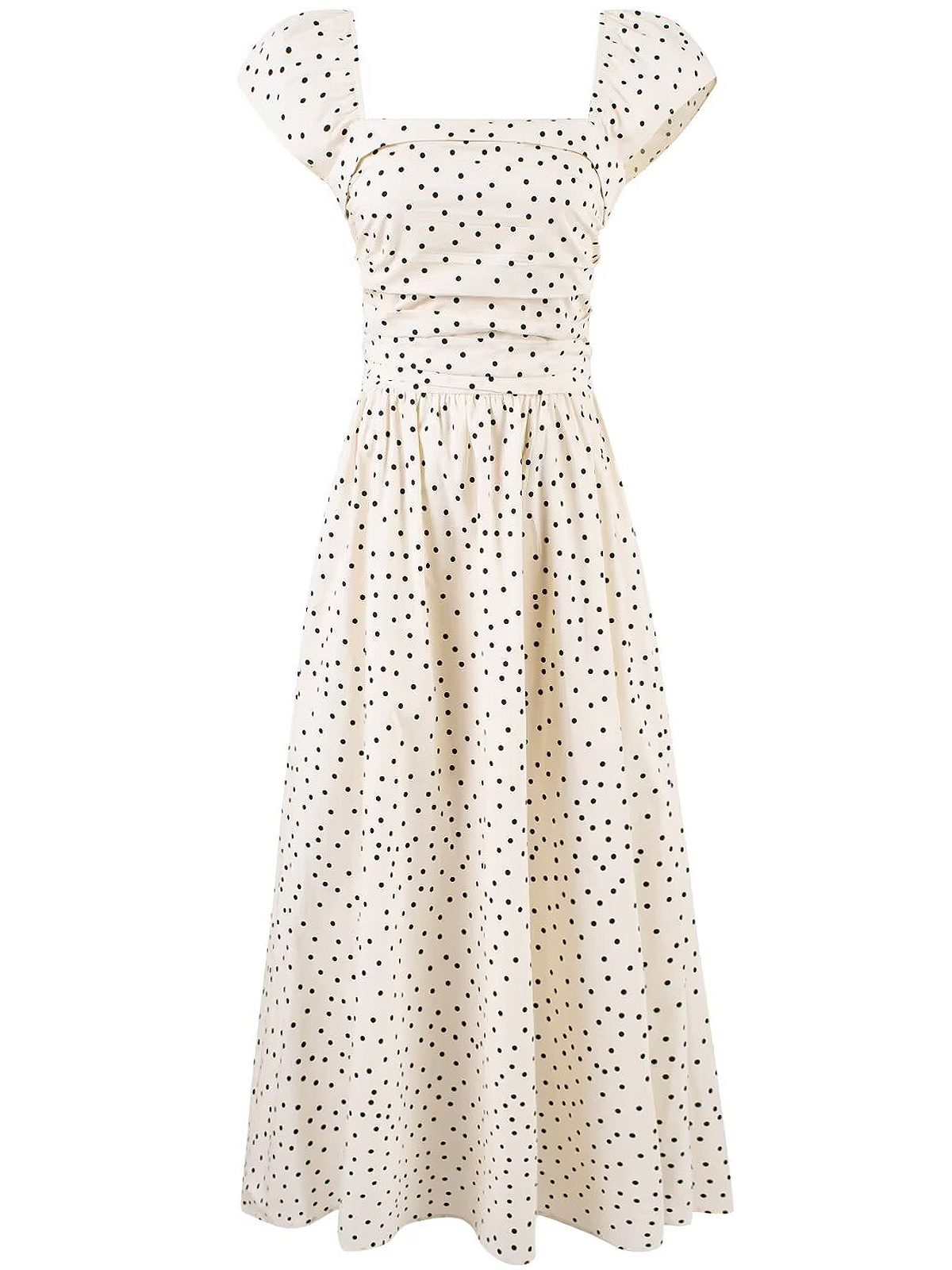Elegant Off-White Polka Dot Dress for Women - French Style Long Dress, Summer 2025 Fashion, Chic and Sophisticated Look Elegant Off-White Polka Dot Dress for Women - French Style Long Dress, Summer 2025 Fashion, Chic and Sophisticated Look