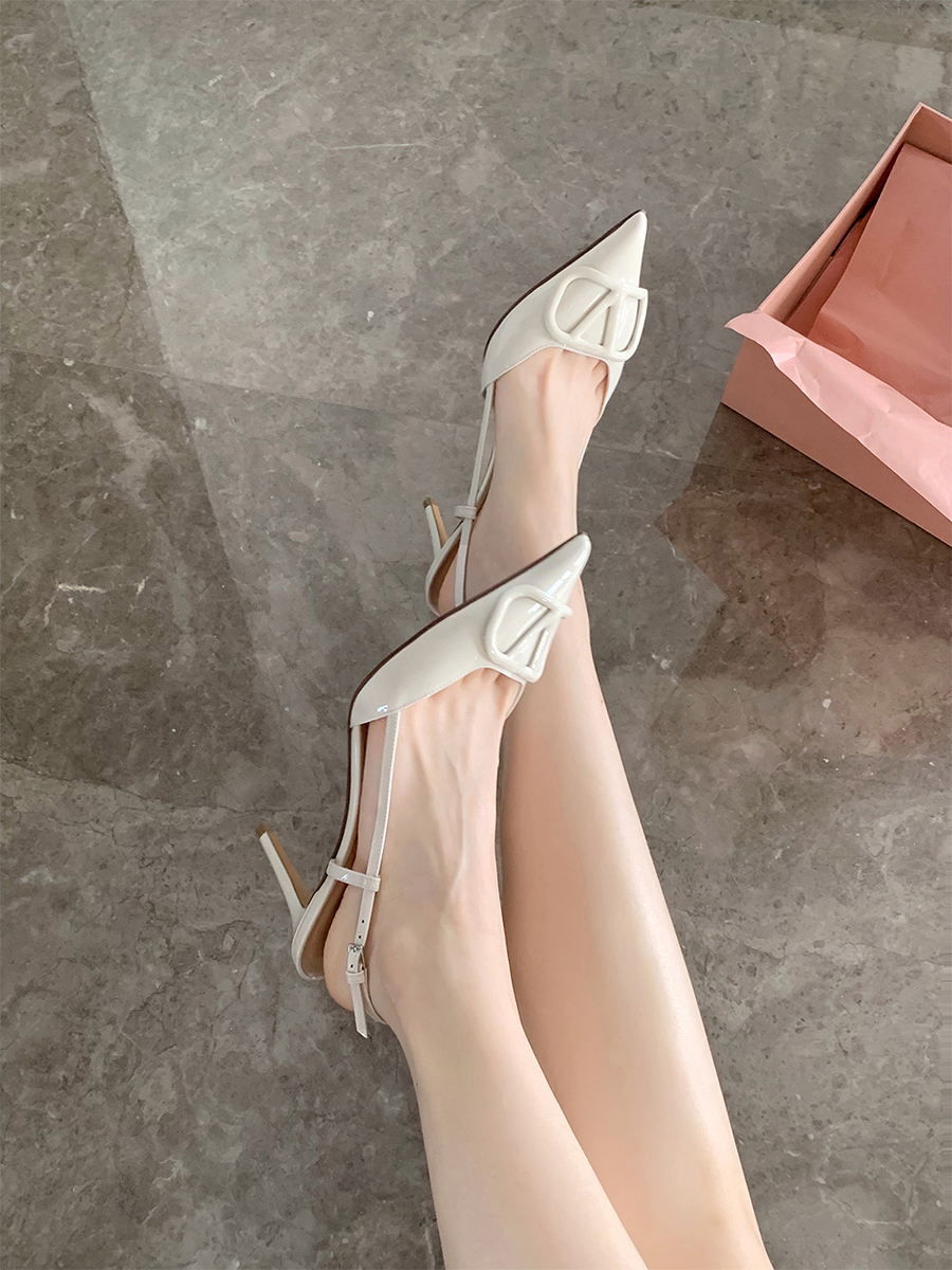 Elegant Pointed Toe High Heels for Women - Sheepskin Thin Heels, French Niche Design, V Family Backless Sandals for Summer Elegant Pointed Toe High Heels for Women - Sheepskin Thin Heels, French Niche Design, V Family Backless Sandals for Summer