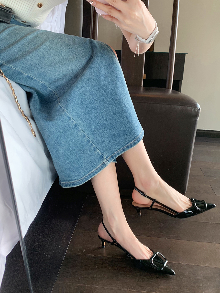 Elegant Pointed Toe High Heels for Women - Sheepskin Thin Heels, French Niche Design, V Family Backless Sandals for Summer Elegant Pointed Toe High Heels for Women - Sheepskin Thin Heels, French Niche Design, V Family Backless Sandals for Summer