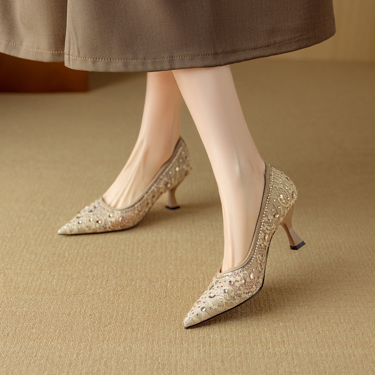 Elegant Pointed Toe High Heels for Women, Sexy Mesh Stiletto Shoes, Breathable Fashion Footwear, Chic Evening Style Elegant Pointed Toe High Heels for Women, Sexy Mesh Stiletto Shoes, Breathable Fashion Footwear, Chic Evening Style