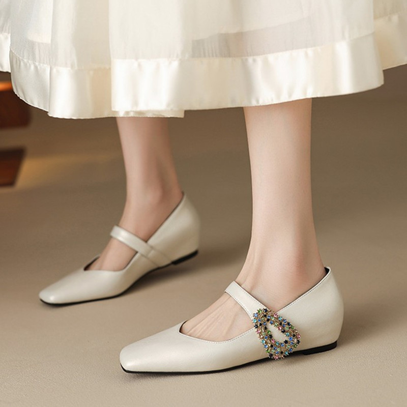 Elegant Rhinestone One-Strap Mary Jane Shoes for Women | Italian Flat Shallow Mouth Versatile Footwear Elegant Rhinestone One-Strap Mary Jane Shoes for Women | Italian Flat Shallow Mouth Versatile Footwear