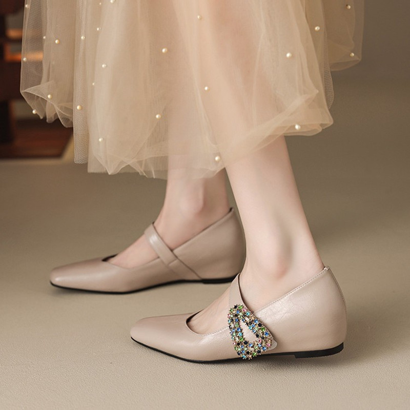 Elegant Rhinestone One-Strap Mary Jane Shoes for Women | Italian Flat Shallow Mouth Versatile Footwear Elegant Rhinestone One-Strap Mary Jane Shoes for Women | Italian Flat Shallow Mouth Versatile Footwear