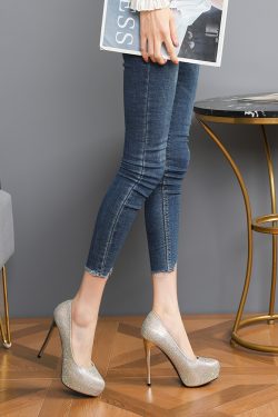 Elegant Rhinestone Wedding Shoes for Women, Pointed Toe High Heels, Thin Heels, Platform Flats, Chic Evening Style