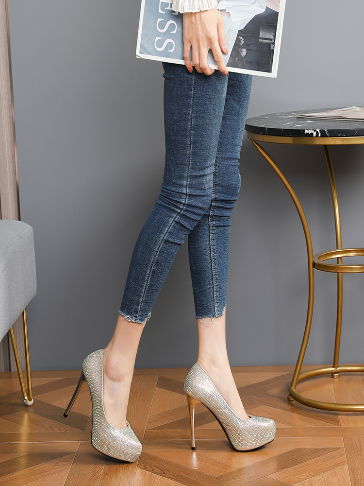 Elegant Rhinestone Wedding Shoes for Women, Pointed Toe High Heels, Thin Heels, Platform Flats, Chic Evening Style Elegant Rhinestone Wedding Shoes for Women, Pointed Toe High Heels, Thin Heels, Platform Flats, Chic Evening Style