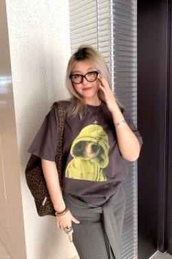 Elegant Round Neck Short Sleeve Dog Print T-Shirt for Women - Versatile Spring/Summer Fashion Top, Perfect for Casual 90s Y2K Style