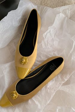Elegant Satin Pointed Flat Shoes for Women - Fashionable Small Fragrant Camellia Design, Perfect for 90s and Y2K Styles