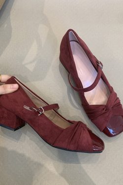 Elegant Sheepskin Square Toe Mary Jane Shoes for Women - French Style High-Heeled Chunky Heel Flats in Gentle Fairy Aesthetic