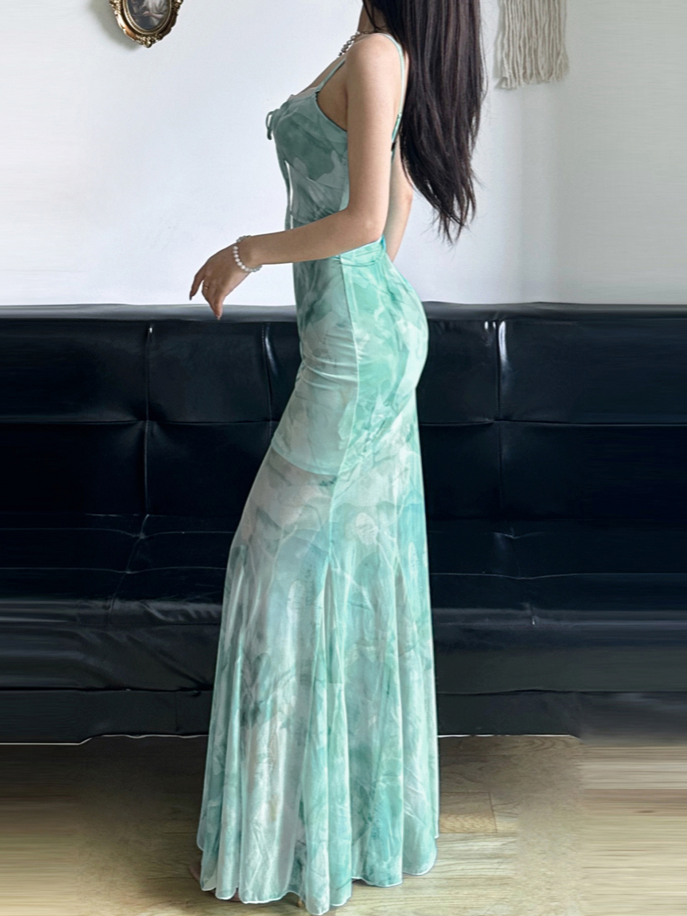 Elegant Sparkling Blue Fish Tail Long Dress for Women - Strapless & Spaghetti Strap, Waist-Cinching, Body-Shaping, Y2K Style Elegant Sparkling Blue Fish Tail Long Dress for Women - Strapless & Spaghetti Strap, Waist-Cinching, Body-Shaping, Y2K Style