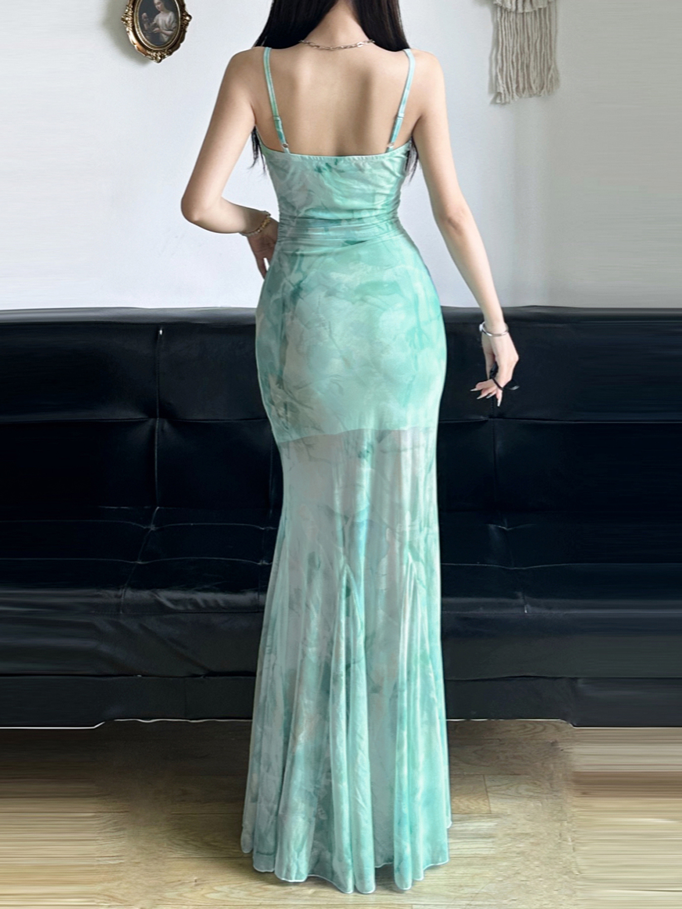 Elegant Sparkling Blue Fish Tail Long Dress for Women - Strapless & Spaghetti Strap, Waist-Cinching, Body-Shaping, Y2K Style Elegant Sparkling Blue Fish Tail Long Dress for Women - Strapless & Spaghetti Strap, Waist-Cinching, Body-Shaping, Y2K Style
