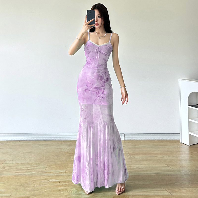 Elegant Sparkling Blue Fish Tail Long Dress for Women - Strapless & Spaghetti Strap, Waist-Cinching, Body-Shaping, Y2K Style Elegant Sparkling Blue Fish Tail Long Dress for Women - Strapless & Spaghetti Strap, Waist-Cinching, Body-Shaping, Y2K Style