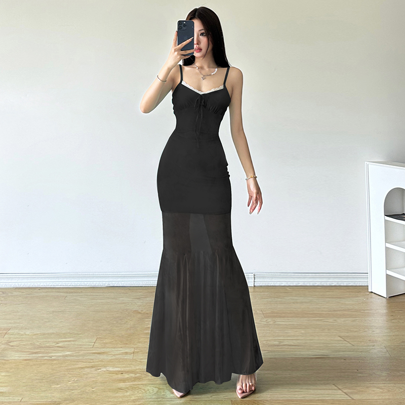 Elegant Sparkling Blue Fish Tail Long Dress for Women - Strapless & Spaghetti Strap, Waist-Cinching, Body-Shaping, Y2K Style Elegant Sparkling Blue Fish Tail Long Dress for Women - Strapless & Spaghetti Strap, Waist-Cinching, Body-Shaping, Y2K Style