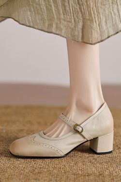 Elegant Square-Toed High-Heeled Mary Janes for Women - Chunky Heel, Shallow Mouth, Italian Style, High-Quality Fashion Footwear