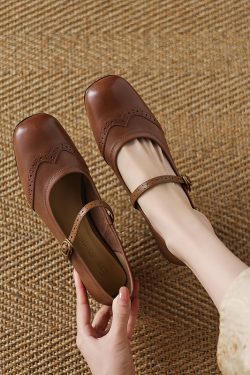 Elegant Square-Toed High-Heeled Mary Janes for Women - Chunky Heel, Shallow Mouth, Italian Style, High-Quality Fashion Footwear