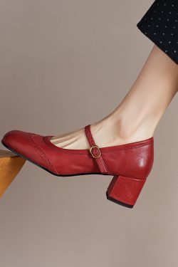Elegant Square-Toed High-Heeled Mary Janes for Women - Chunky Heel, Shallow Mouth, Italian Style, High-Quality Fashion Footwear