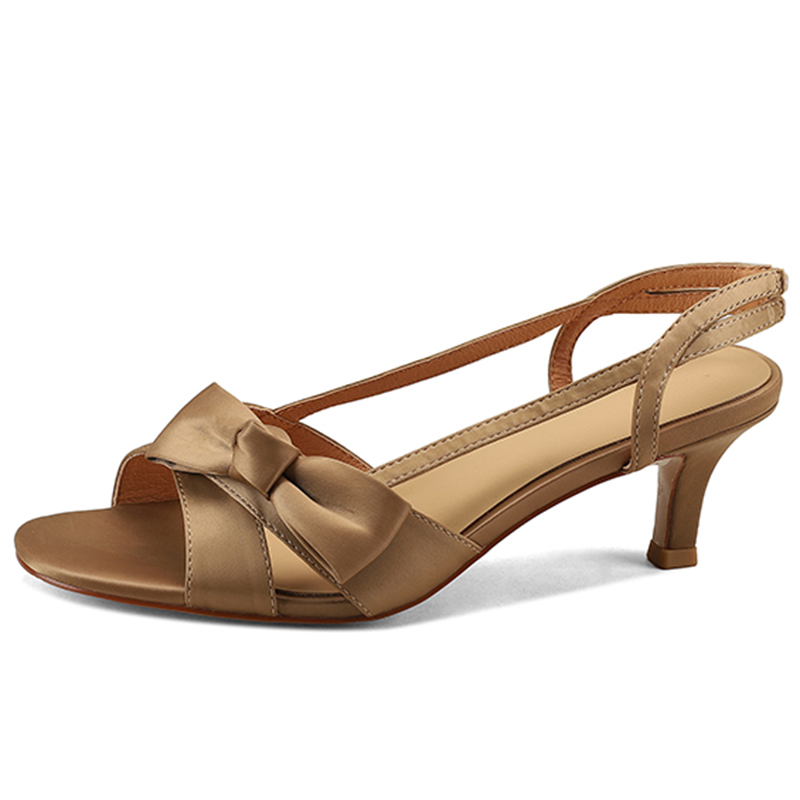 Elegant Summer Open-Toe Sandals for Women - Comfortable Silk, Round Toe, Bow-Knot, Thin High Heels, Versatile Fashion Footwear Elegant Summer Open-Toe Sandals for Women - Comfortable Silk, Round Toe, Bow-Knot, Thin High Heels, Versatile Fashion Footwear