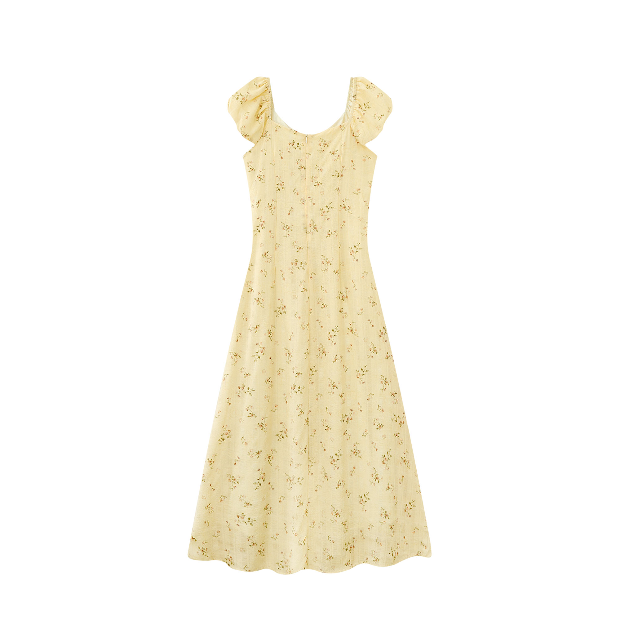 Elegant V-neck Floral Tea Break Dress - Slimming Waist-Defined Design, French Romantic Style, Yellow, Perfect for 90s & Y2K Fashion Elegant V-neck Floral Tea Break Dress - Slimming Waist-Defined Design, French Romantic Style, Yellow, Perfect for 90s & Y2K Fashion