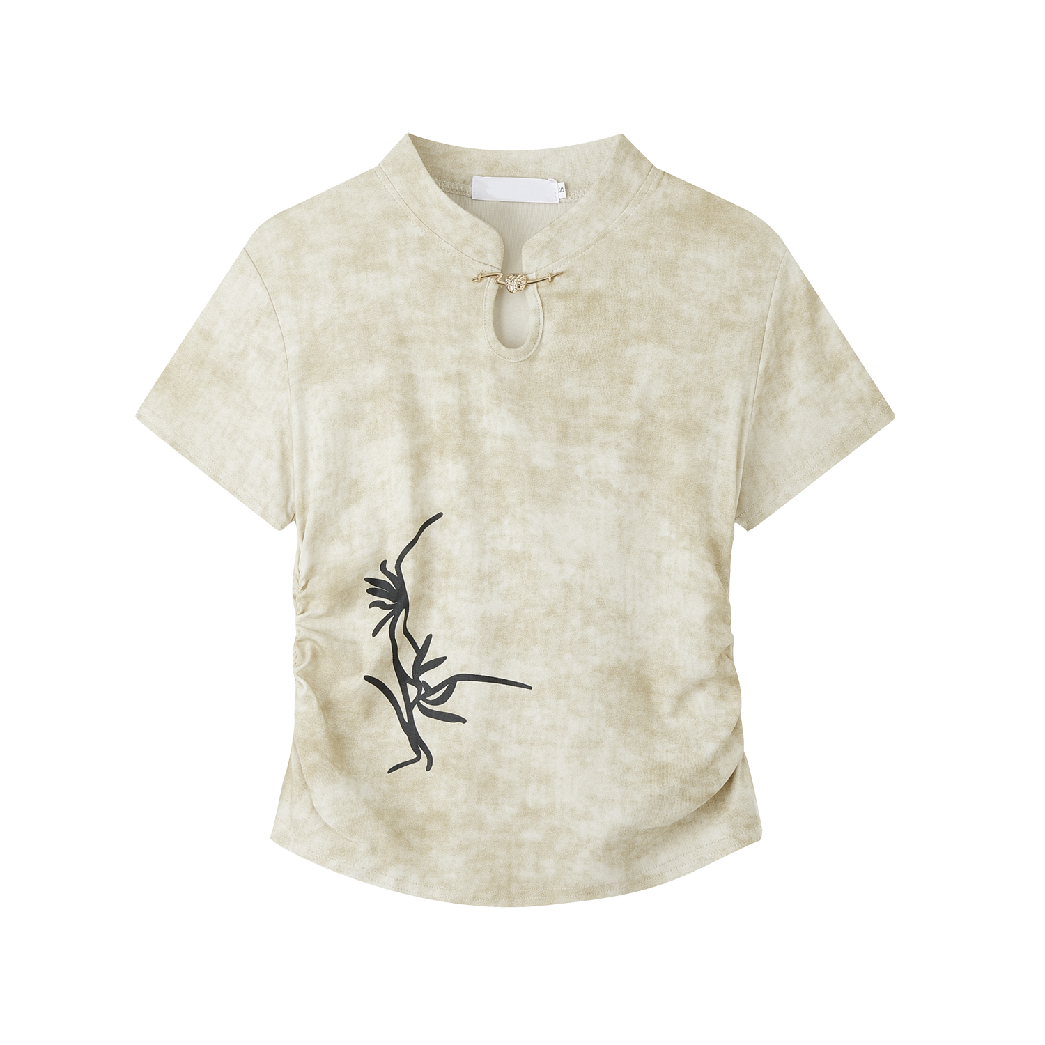 Elegant Women's Fitted Tie-Dye Embroidered Short-Sleeve T-Shirt - Pure Cotton Chinese Style Top for a Chic Look Elegant Women's Fitted Tie-Dye Embroidered Short-Sleeve T-Shirt - Pure Cotton Chinese Style Top for a Chic Look
