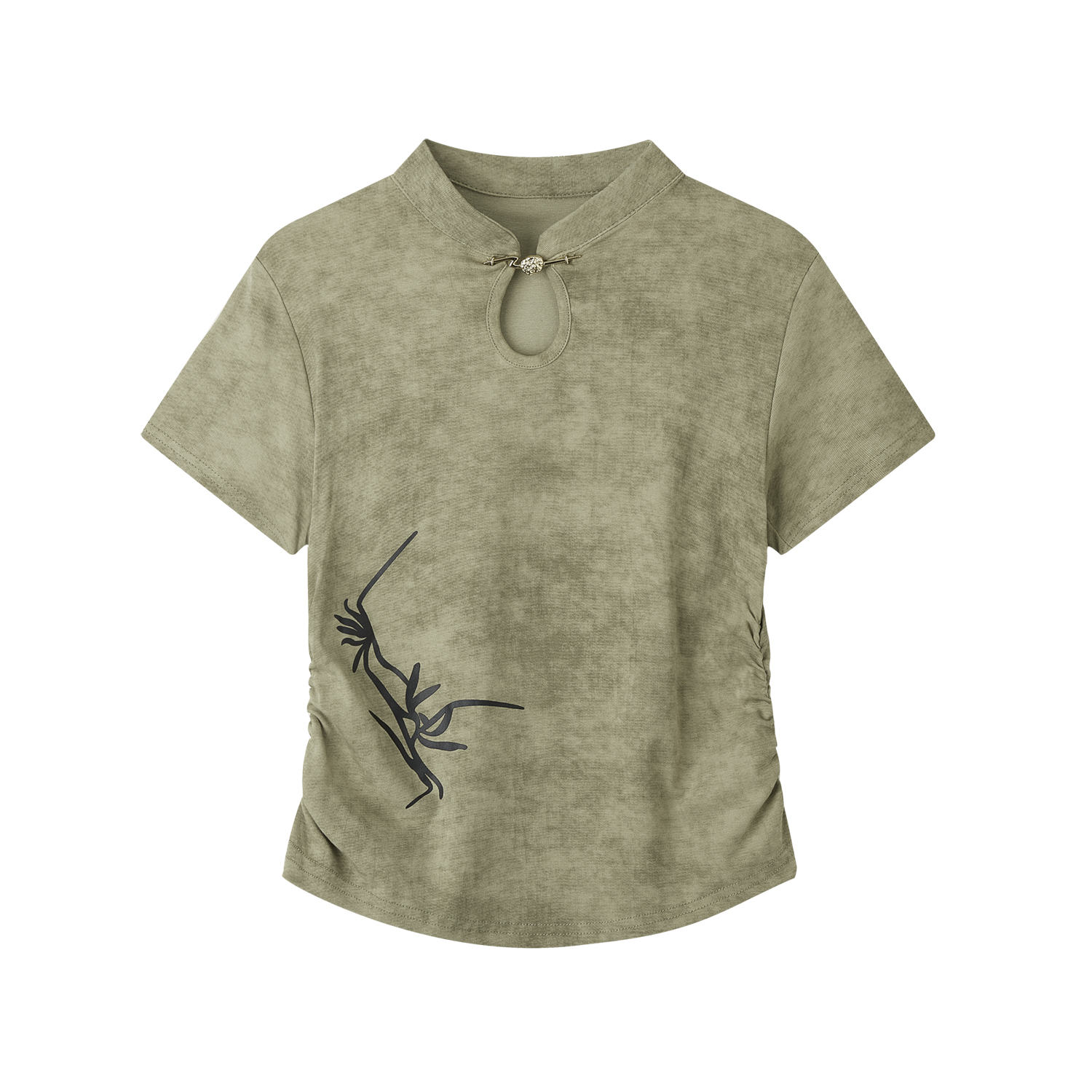 Elegant Women's Fitted Tie-Dye Embroidered Short-Sleeve T-Shirt - Pure Cotton Chinese Style Top for a Chic Look Elegant Women's Fitted Tie-Dye Embroidered Short-Sleeve T-Shirt - Pure Cotton Chinese Style Top for a Chic Look