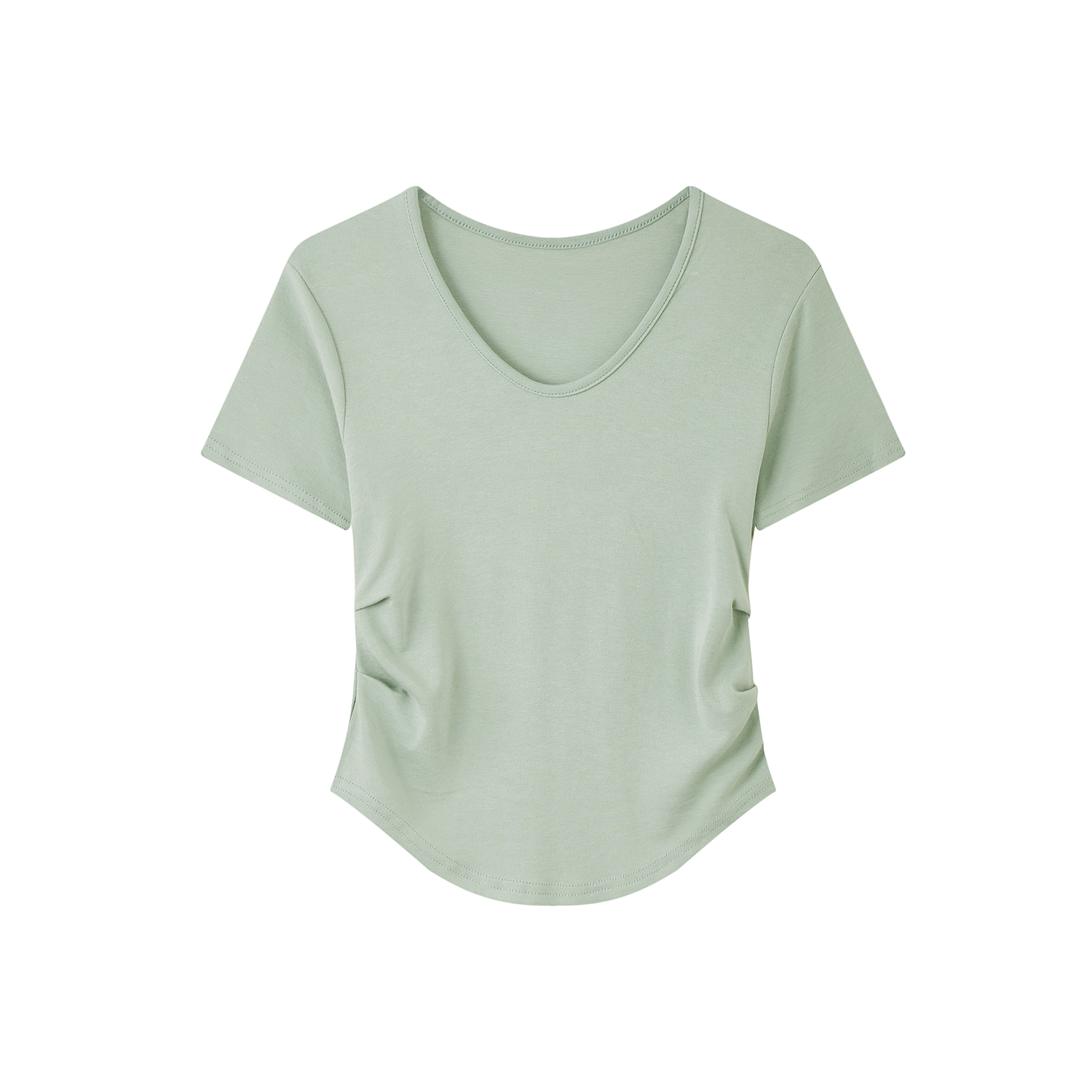 Elegant Yellow V-Neck Short Sleeve T-Shirt for Women with Waist Design and Pleats, Perfect for Casual 90s Inspired Looks Elegant Yellow V-Neck Short Sleeve T-Shirt for Women with Waist Design and Pleats, Perfect for Casual 90s Inspired Looks