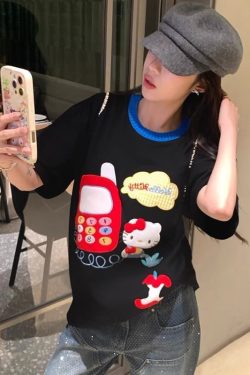 Embroidered Color-Block Short-Sleeve T-Shirt for Women - Stylish Summer 2025 Pure Cotton Casual Top