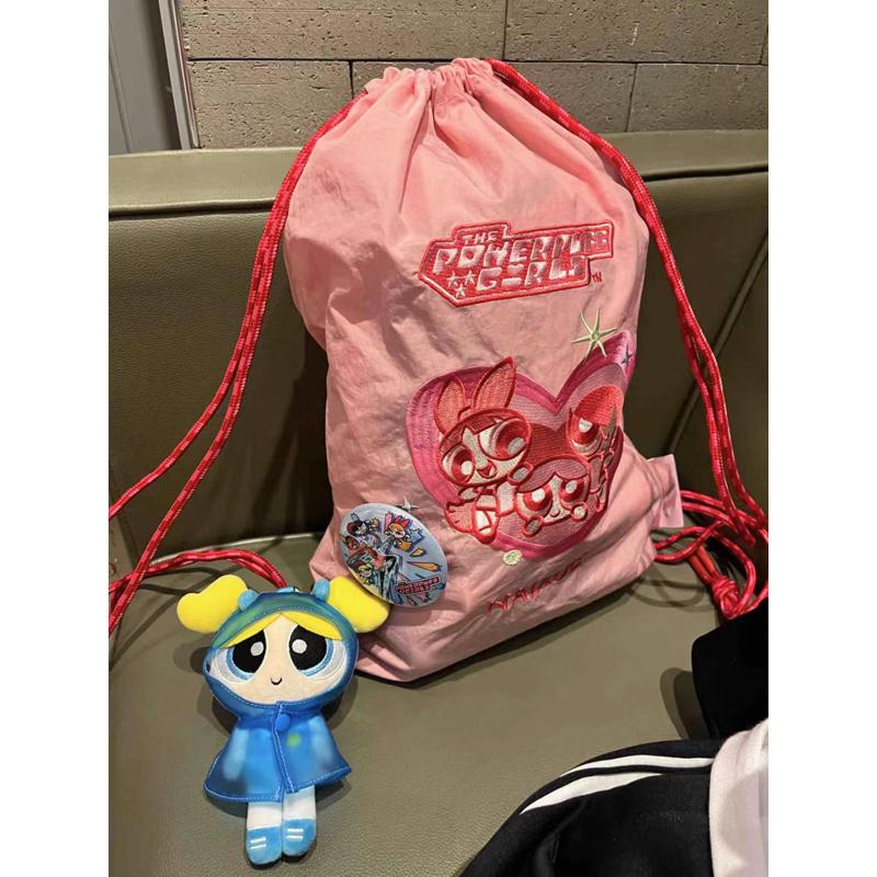 Embroidered Drawstring Backpack - Flying Girl Powerpuff Girls Naixue Style, Large Capacity, Trendy Commuter Bag, 2025 Fashion Embroidered Drawstring Backpack - Flying Girl Powerpuff Girls Naixue Style, Large Capacity, Trendy Commuter Bag, 2025 Fashion