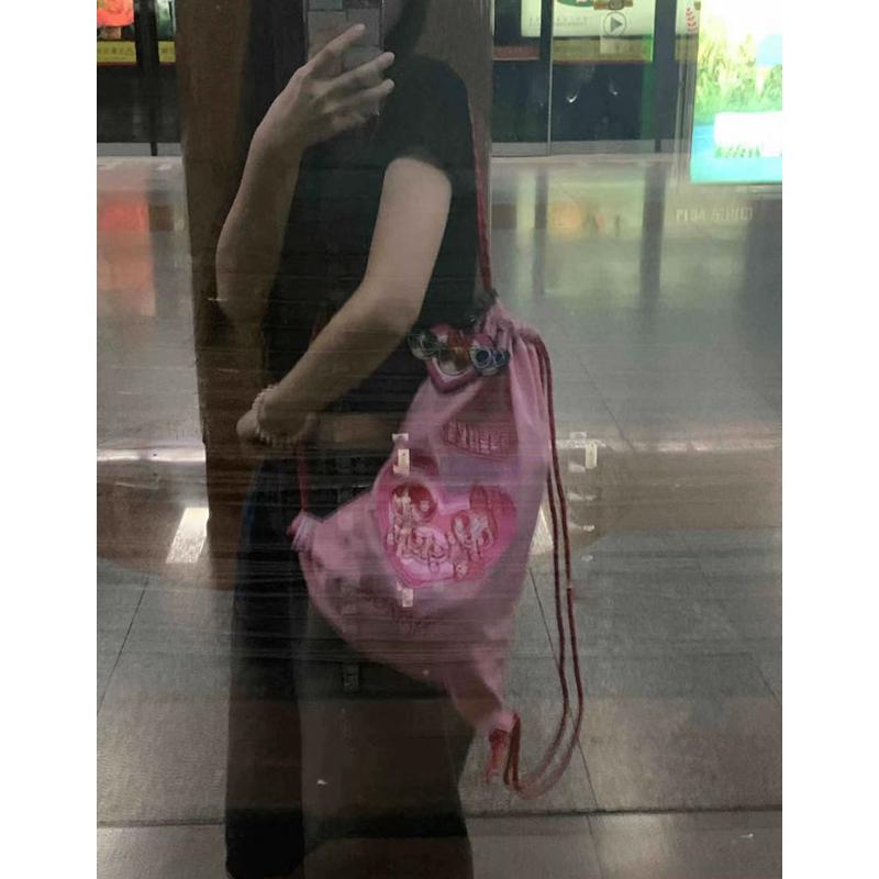 Embroidered Drawstring Backpack - Flying Girl Powerpuff Girls Naixue Style, Large Capacity, Trendy Commuter Bag, 2025 Fashion Embroidered Drawstring Backpack - Flying Girl Powerpuff Girls Naixue Style, Large Capacity, Trendy Commuter Bag, 2025 Fashion