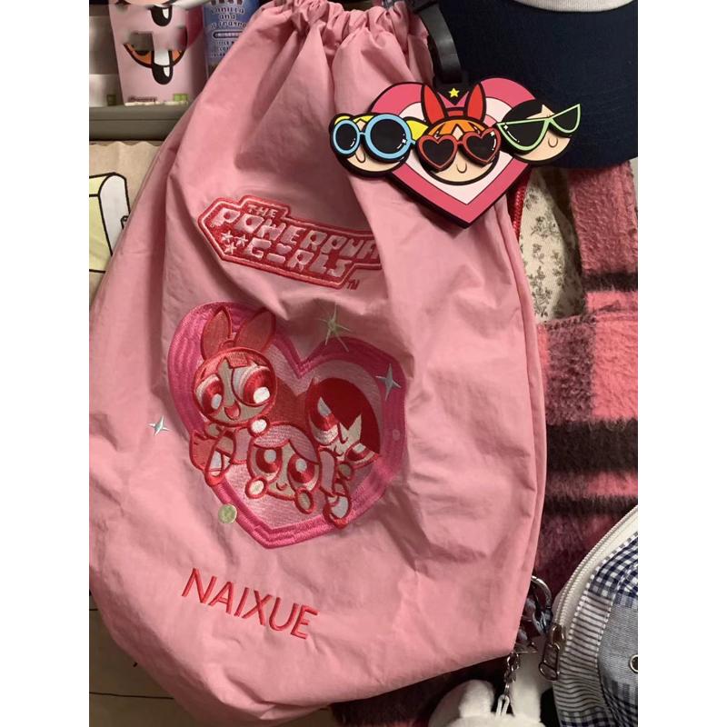 Embroidered Drawstring Backpack - Flying Girl Powerpuff Girls Naixue Style, Large Capacity, Trendy Commuter Bag, 2025 Fashion Embroidered Drawstring Backpack - Flying Girl Powerpuff Girls Naixue Style, Large Capacity, Trendy Commuter Bag, 2025 Fashion