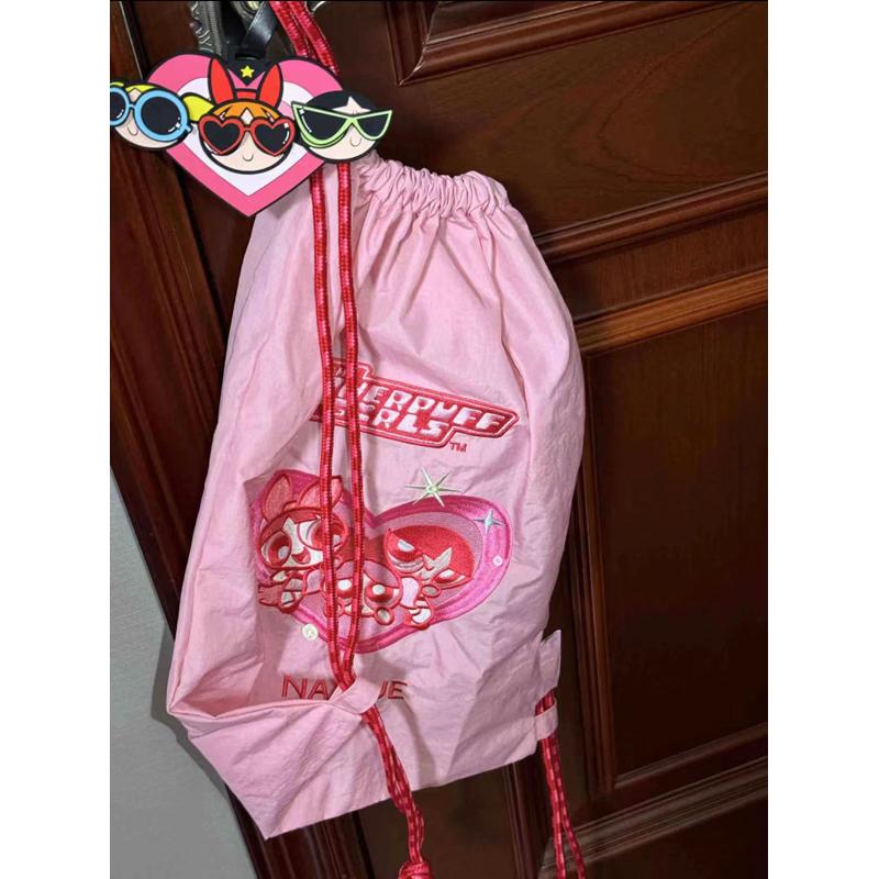 Embroidered Drawstring Backpack - Flying Girl Powerpuff Girls Naixue Style, Large Capacity, Trendy Commuter Bag, 2025 Fashion Embroidered Drawstring Backpack - Flying Girl Powerpuff Girls Naixue Style, Large Capacity, Trendy Commuter Bag, 2025 Fashion