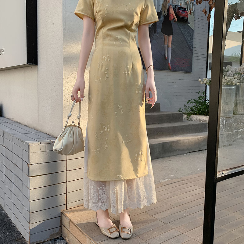 Embroidered Lace Patchwork Wide-Leg Pants with Elastic Waist for Women in Fresh Japanese Style, Cotton-Linen Blend Embroidered Lace Patchwork Wide-Leg Pants with Elastic Waist for Women in Fresh Japanese Style, Cotton-Linen Blend