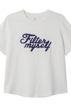 Embroidered Letter Short Sleeve T-Shirt for Women - Loose Slim Fit Spring Summer 2025 - Trendy Casual Style