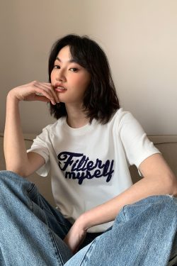 Embroidered Letter Short Sleeve T-Shirt for Women - Loose Slim Fit Spring Summer 2025 - Trendy Casual Style