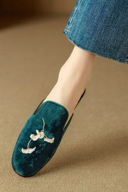 Embroidered National Style Open-Toe Half Slippers for Women - High-End Outdoor Flat Sandals, Italian Corso Venezia Inspired