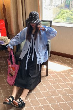 Embroidered Pocket Shirt Jacket for Women - Unique Spring Summer 2025 Fashion Top, Age-Reducing Style